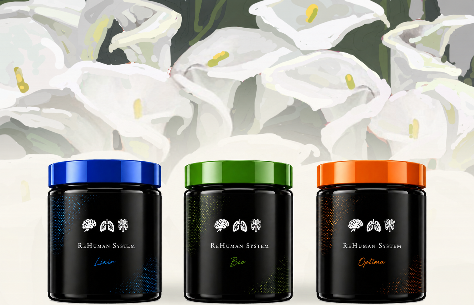 ReHuman System jars with painted calla lilies